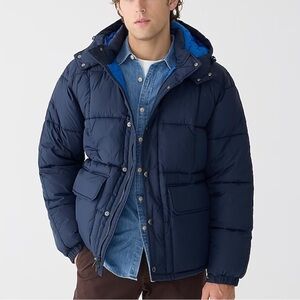J crew Nordic quilted puffer jacket with PrimaLoft® navy blue